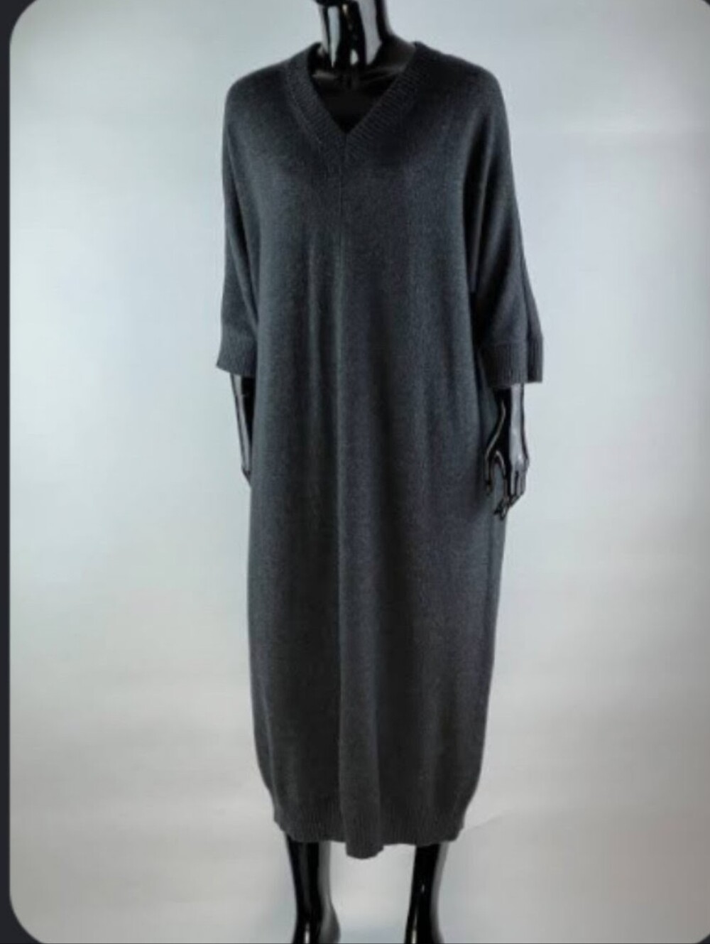 COS Woman 100% Wool Black Oversized Tunic Sweater Midi Dress Sz S Dolman Sleeve - Picture 3 of 10